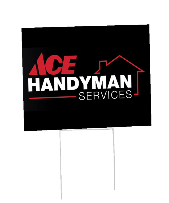 18" X 24" Ace Hardware Black Handyman Services Bandit Coroplast Yard Sign (double sided)