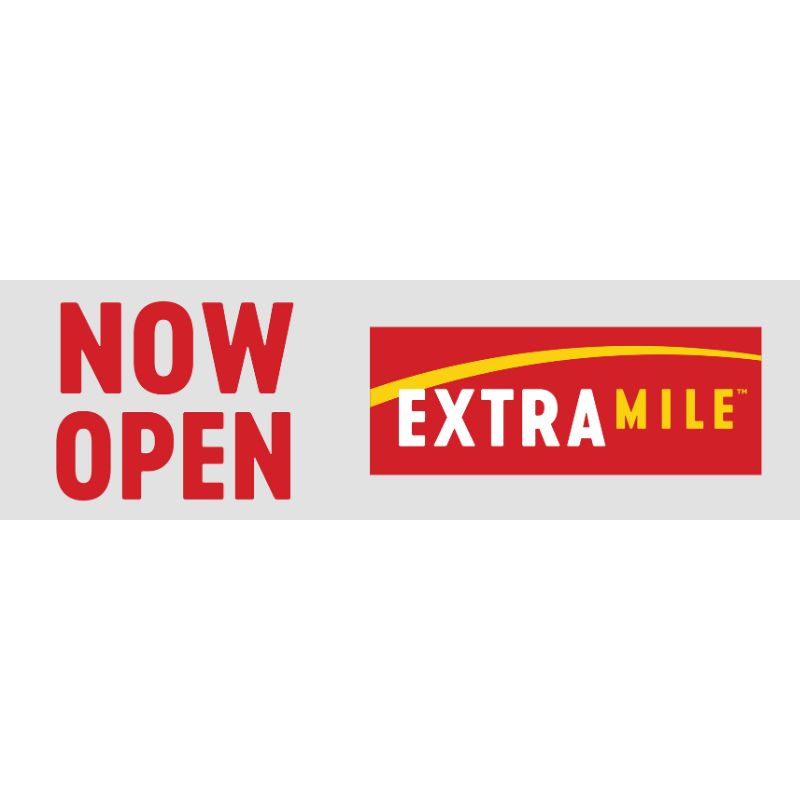 3’ x 10’ ExtraMile White Now Open Vinyl Banner