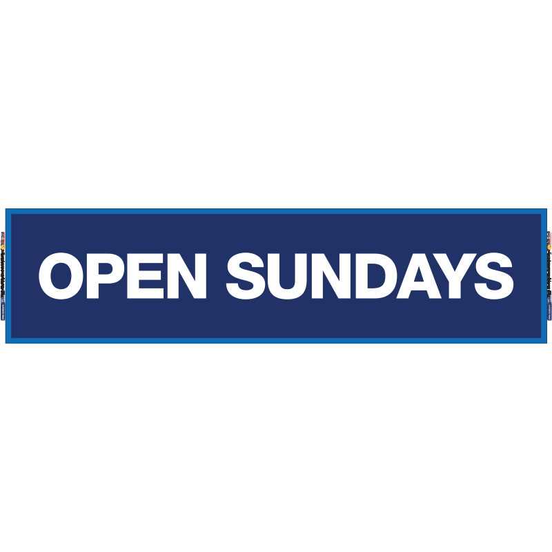 2' X 8' FullSpeed Automotive Blue Open Sundays Mesh Bay Banner