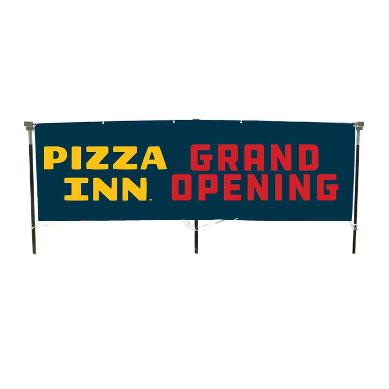 3' X 10' Pizza Inn Black Grand Opening Vinyl Banner