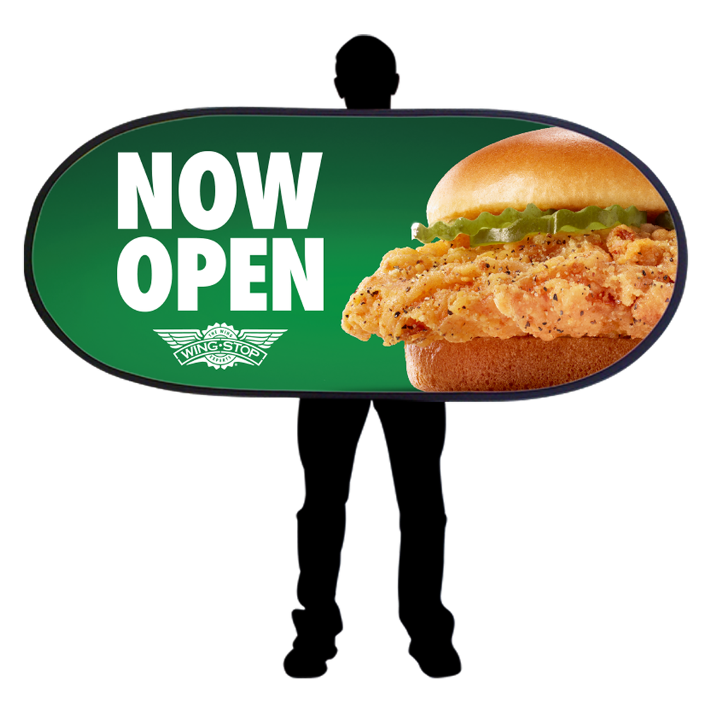 3' X 6' Wingstop Green Now Open Shaker Sign (2023 art)