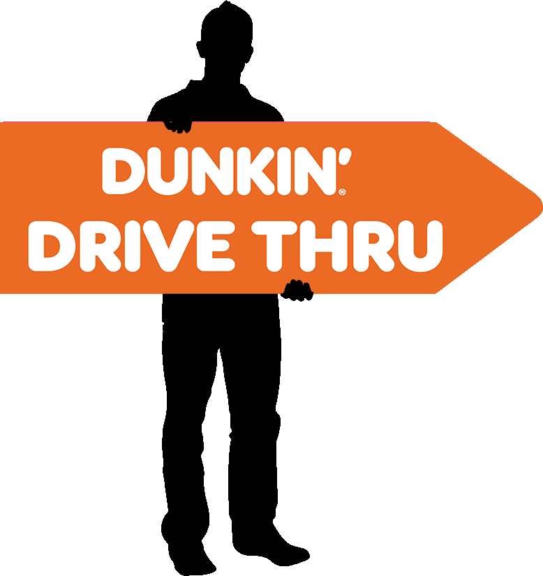 55" X 17" Dunkin' Donuts Orange Drive Thru Arrow Spinner Sign (double sided)