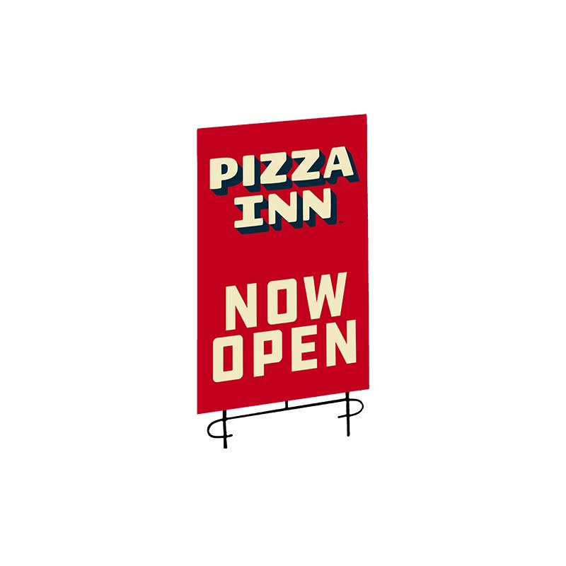 22" X 35" Pizza Inn Red Now Open Super Vinyl Bandit Sign (double sided)