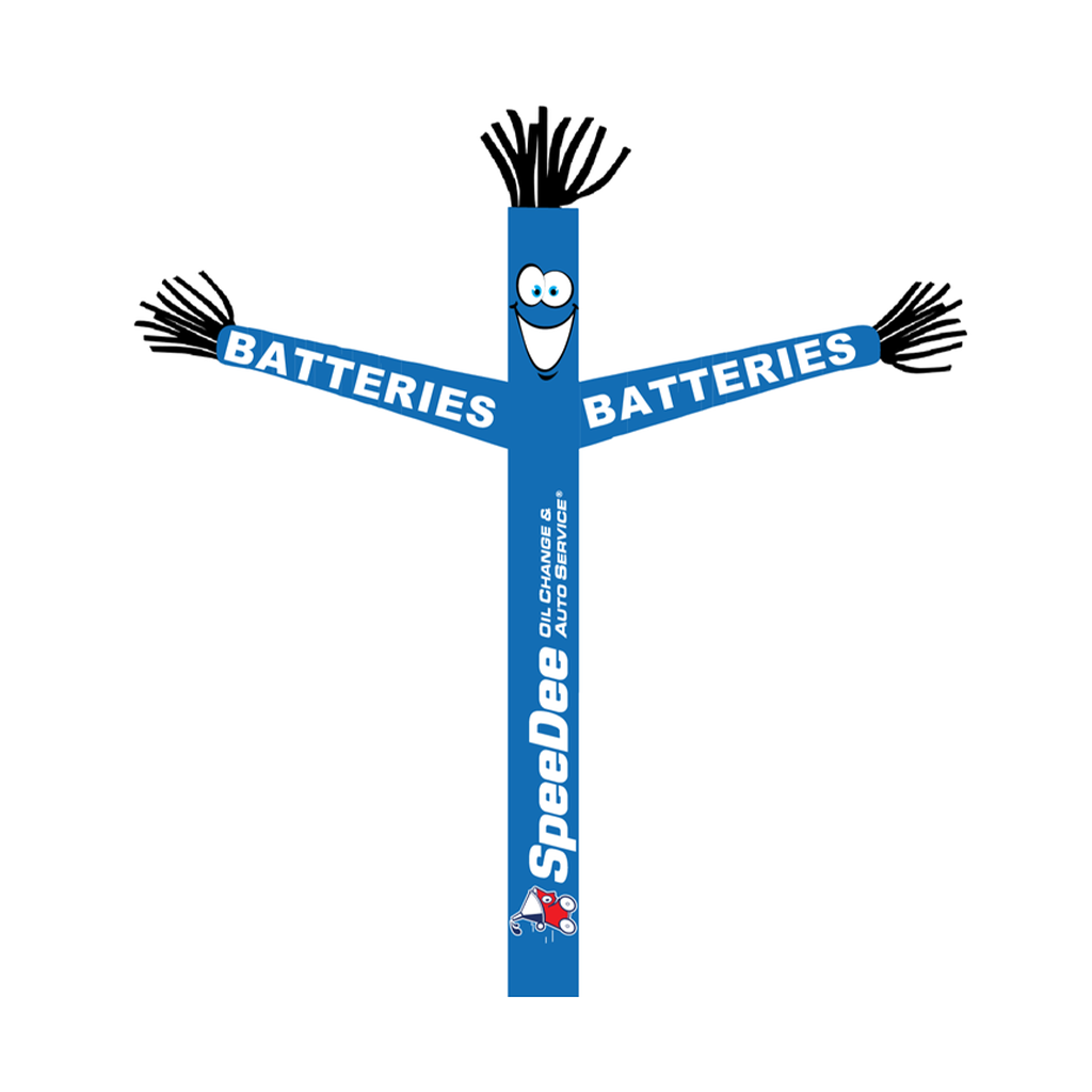 18' FullSpeed Automotive SpeeDee Oil Change Blue Batteries Tube Dancer Fabric Only (with arms & face)
