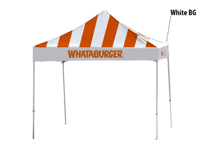 10' X 10' Whataburger White & Orange Striped Logo Tent Topper (Orange Text)
