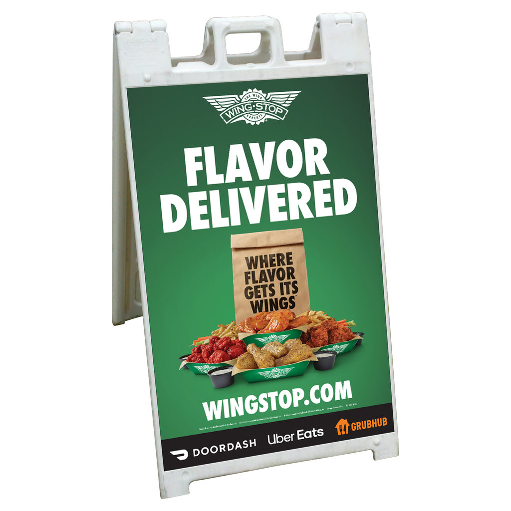 24"x36" Wingstop Flavor Delivered DoorDash UberEats GrubHub Coroplast A-frame Insert Only (2023 art)