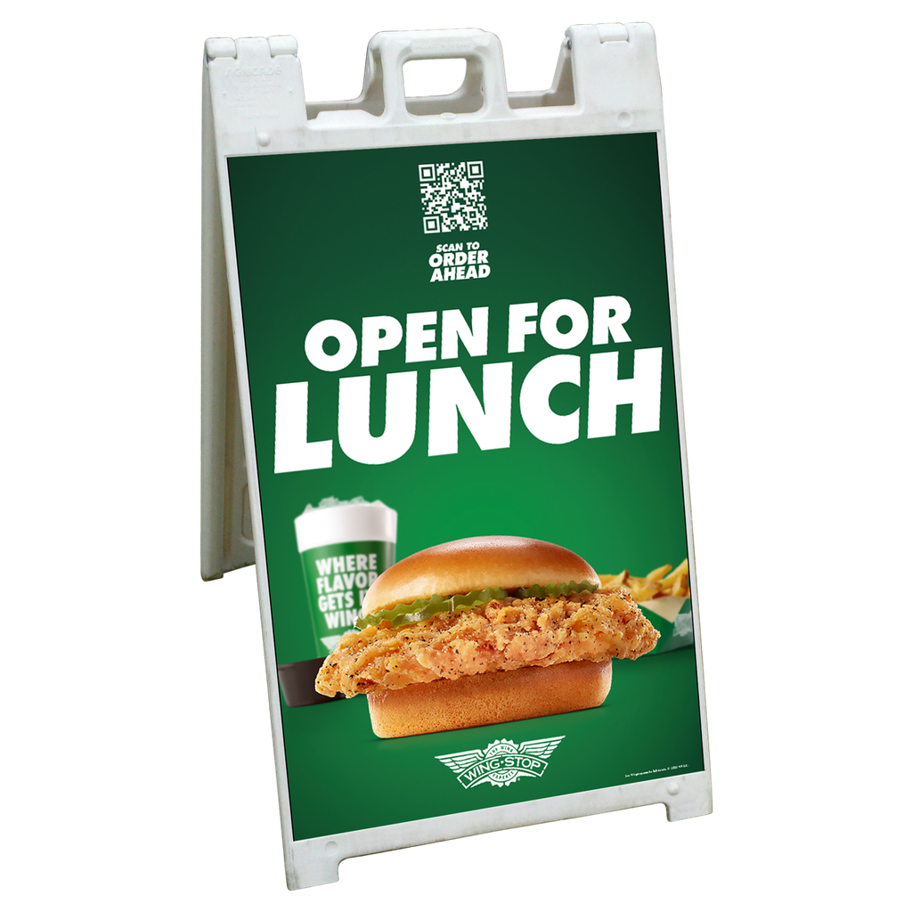 24" X 36" Wingstop Green Open For Lunch Coroplast A-Frame Insert (2023 art)