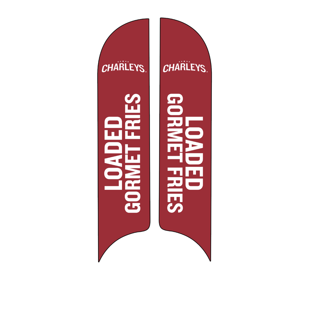 15' Charleys Philly Steaks Red Loaded Gourtmet Fries AdverSail Flag  (double sided)