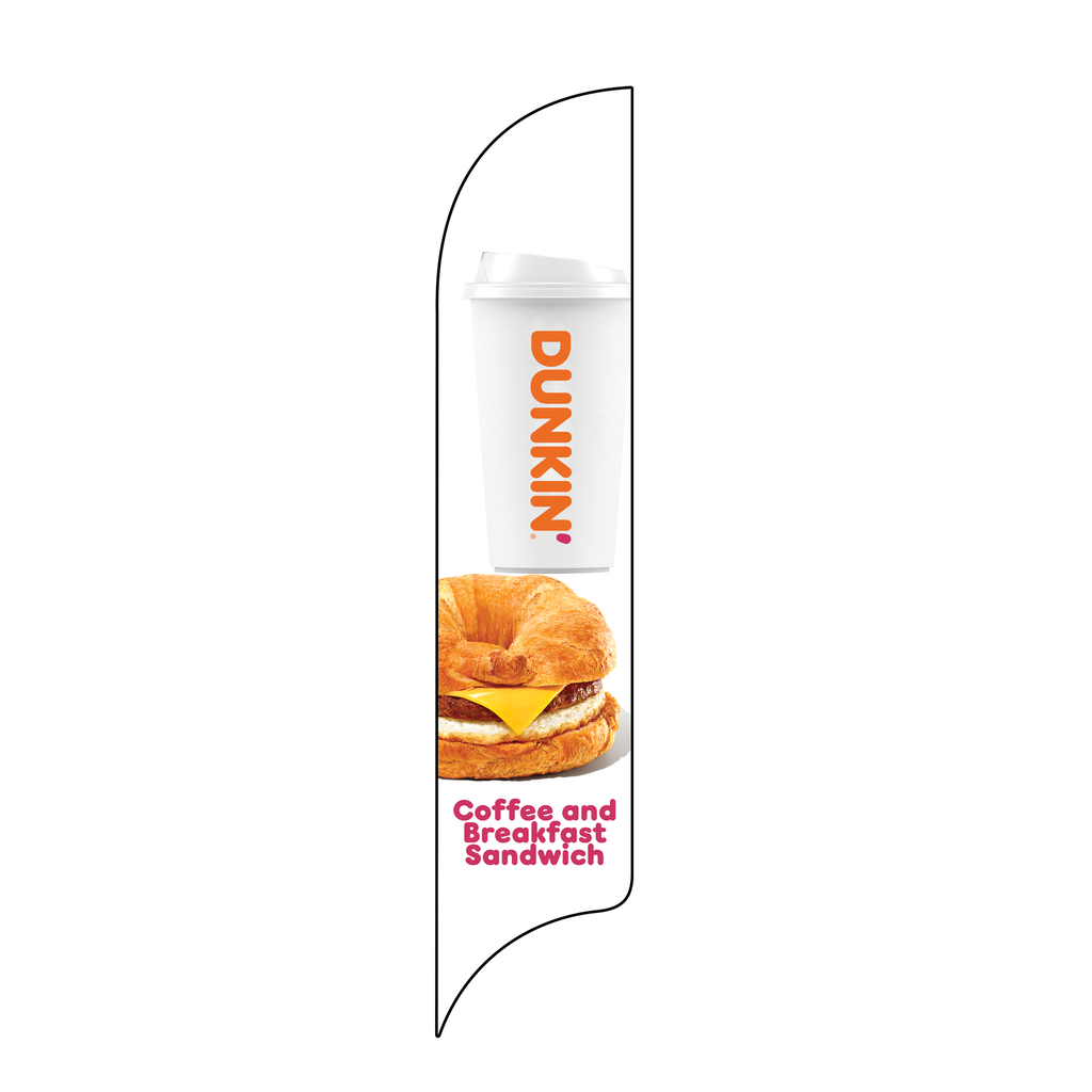 15' Dunkin' Donuts White Coffee & Breakfast Sandwich AdverSail Flag